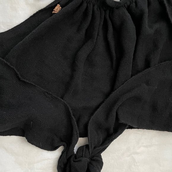 Free People Black Cotton Halter Top, XSMALL, NWOT, NEW - Picture 4 of 6